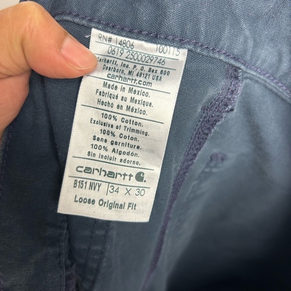 Carhartt Men’s Navy Blue original fit Size 34X30 work wear Outdoor winter cargo - Picture 9 of 13